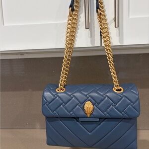 Kurt Geiger Navy Quilted Shoulder Bag with Gold Chain